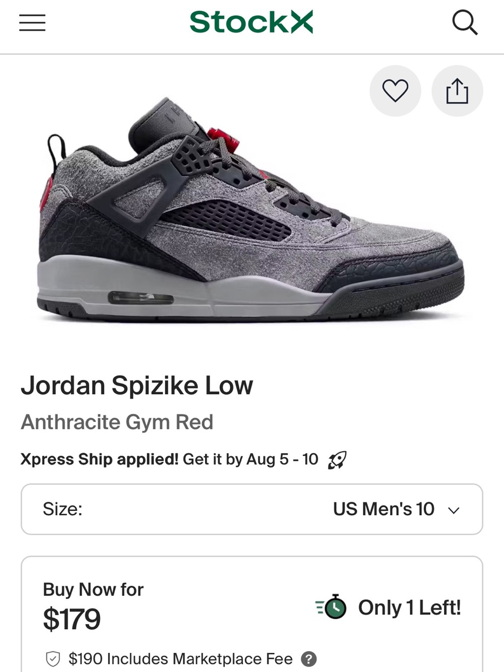 Nike Air Jordan 4 Spizike low Anthracite Men’s 8 women’s 9.5